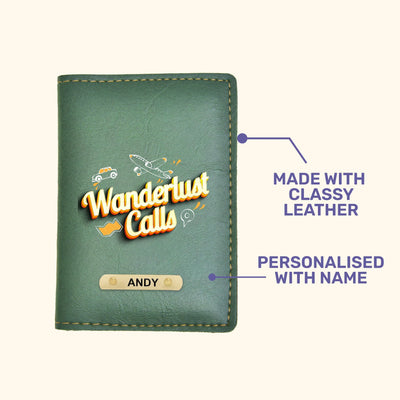 Wanderlust Calls Print Personalised Nexon Passport Cover - Olive Green