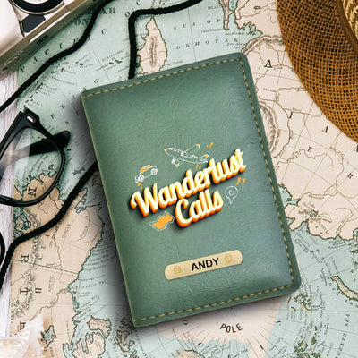 Wanderlust Calls Print Personalised Nexon Passport Cover - Olive Green