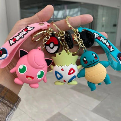 Pokemon 3D Silicon Keychains With Bagcharm and Strap (Select From Drop Down)