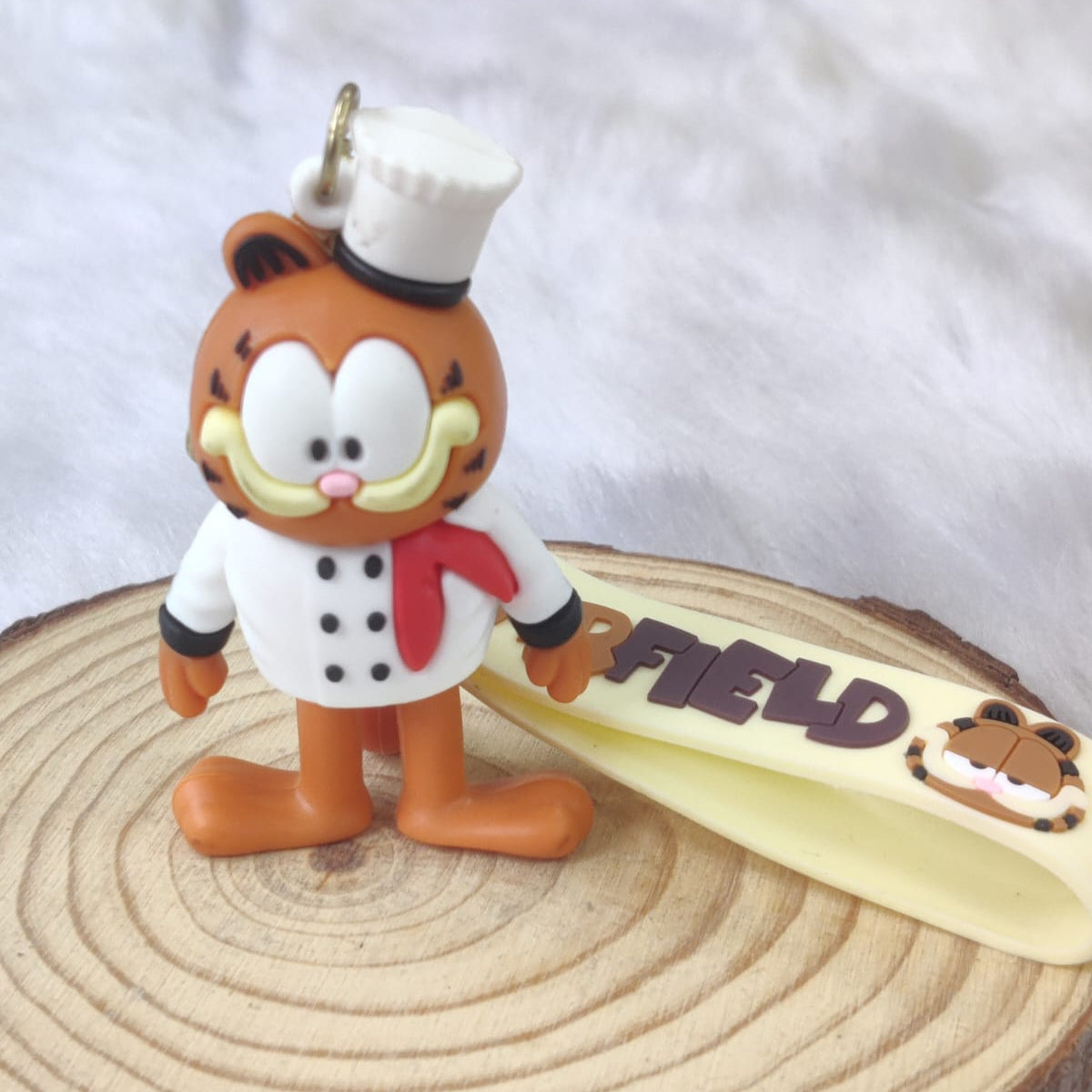 Garfield 3D Silicon Keychain With Bagcharm and Strap (Select From Drop Down Menu)