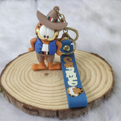 Garfield 3D Silicon Keychain With Bagcharm and Strap (Select From Drop Down Menu)