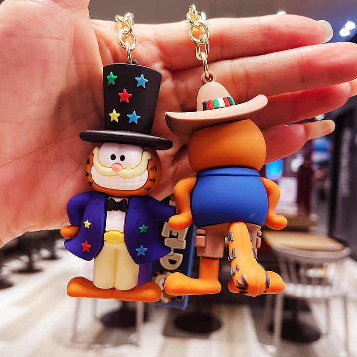 Garfield 3D Silicon Keychain With Bagcharm and Strap (Select From Drop Down Menu)