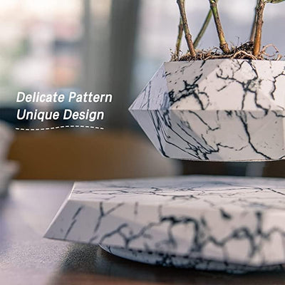 Magnetic Levitating Flower Pot Negative Ion Geometry 360° Floating Bonsai Planter - White (Plants Not Included) (No Cash On Delivery Allowed On This Product) - Prepaid Orders Only