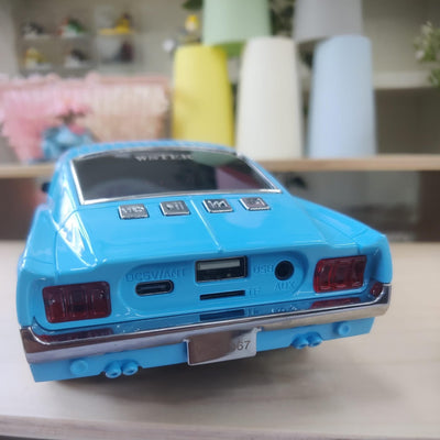 WS - 1967 Wireless Car Bluetooth Speaker With Working Headlights - Blue