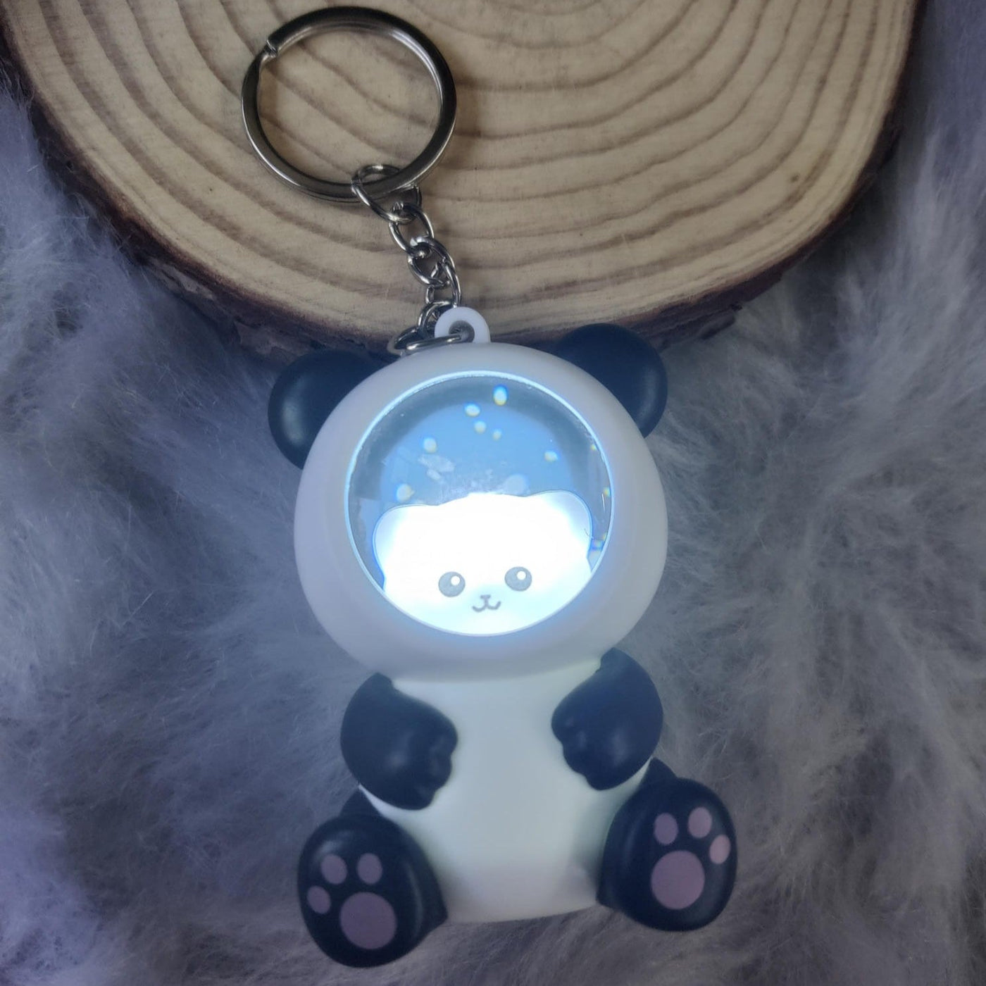 Bear In Panda Cosplay 3D Keychain With Light (Random Bear will be provided)