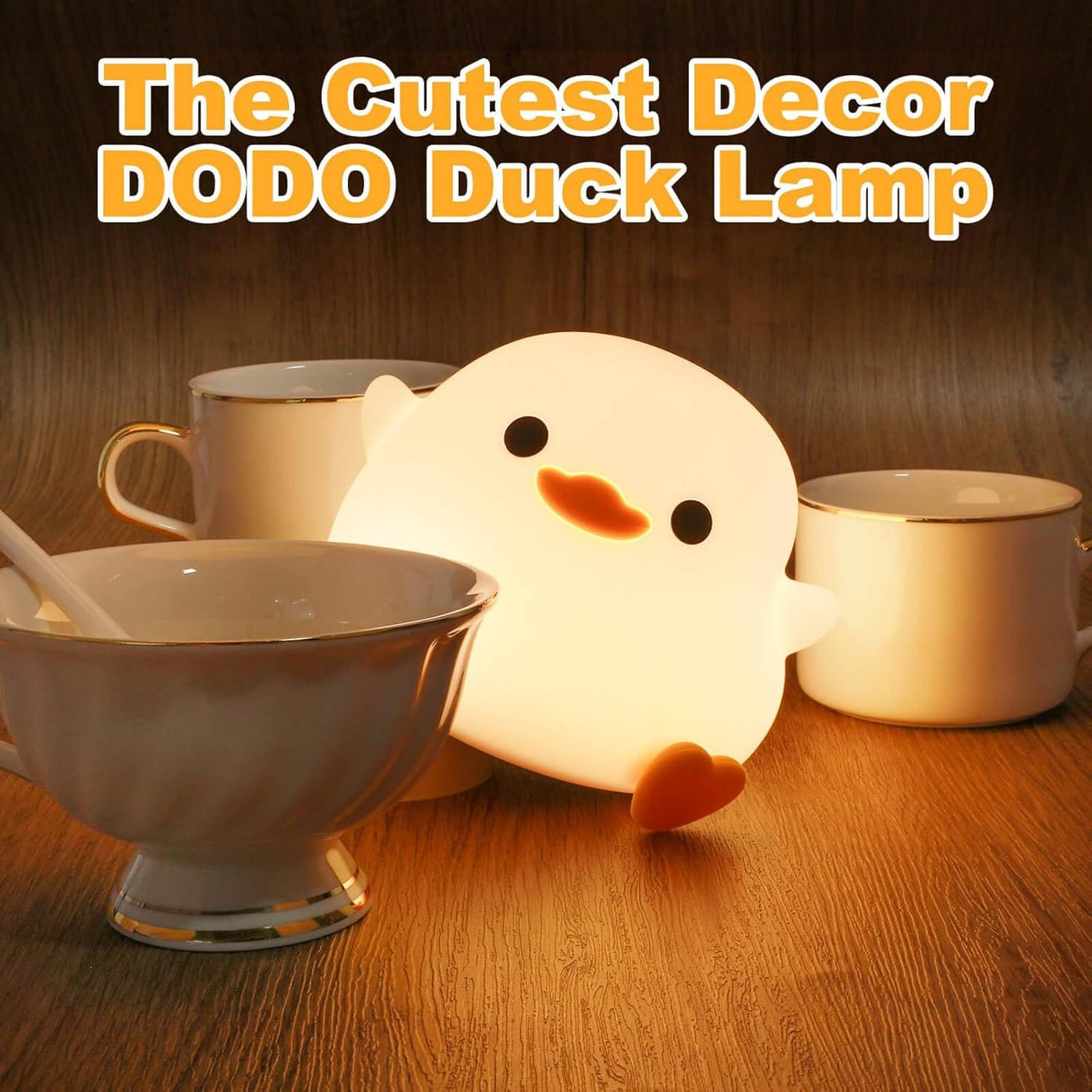 Cute Dodo Duck Warm Yellow Light 3D Touch Silicon Lamp - USB Chargeable