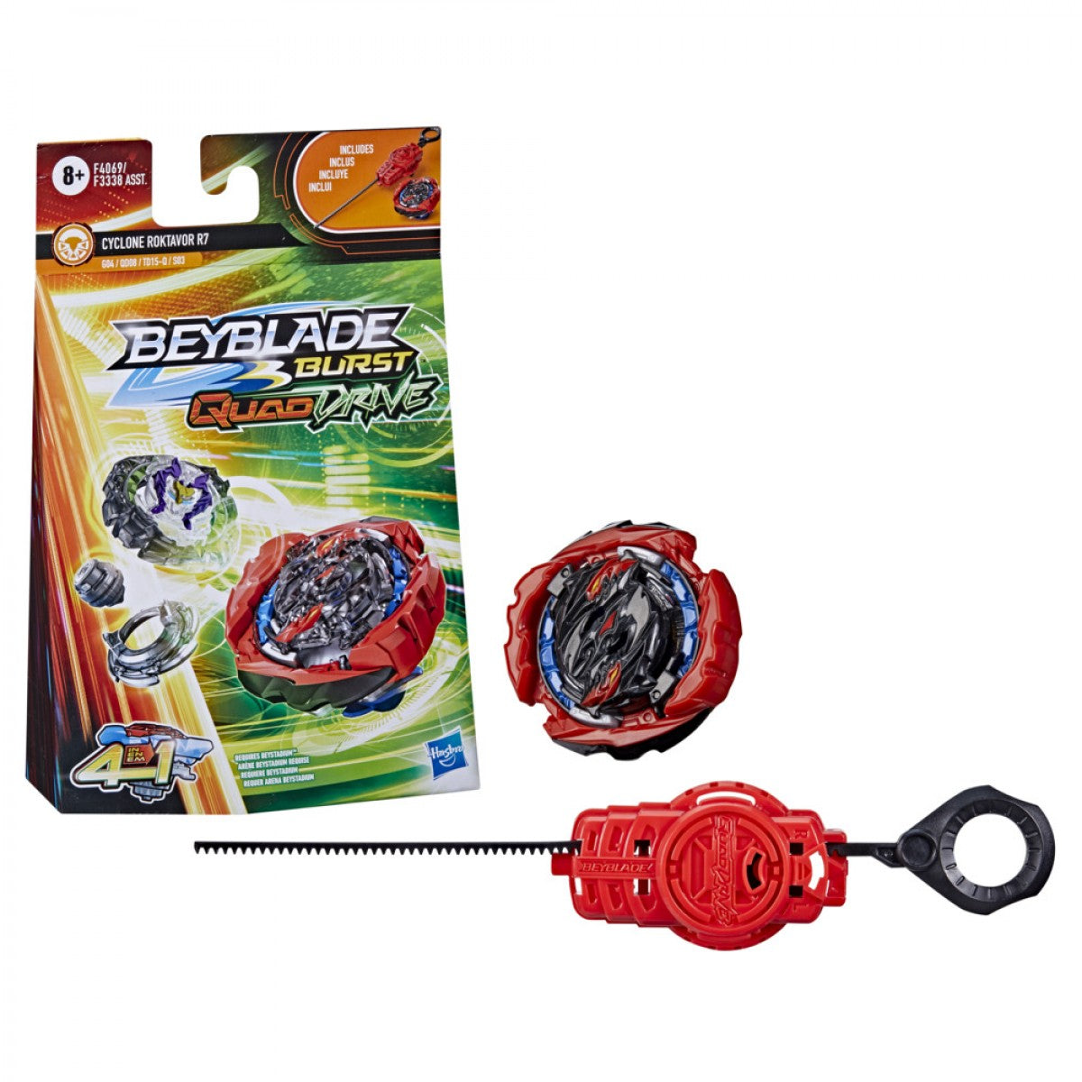 Hasbro Official Beyblade Burst Quaddrive Cyclone Roktavor R7 Spinning Top Starter Pack -- Battling Game Top Toy with Launcher
