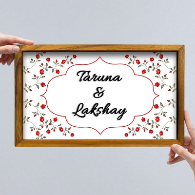 3D Floral Name Plate With Frame