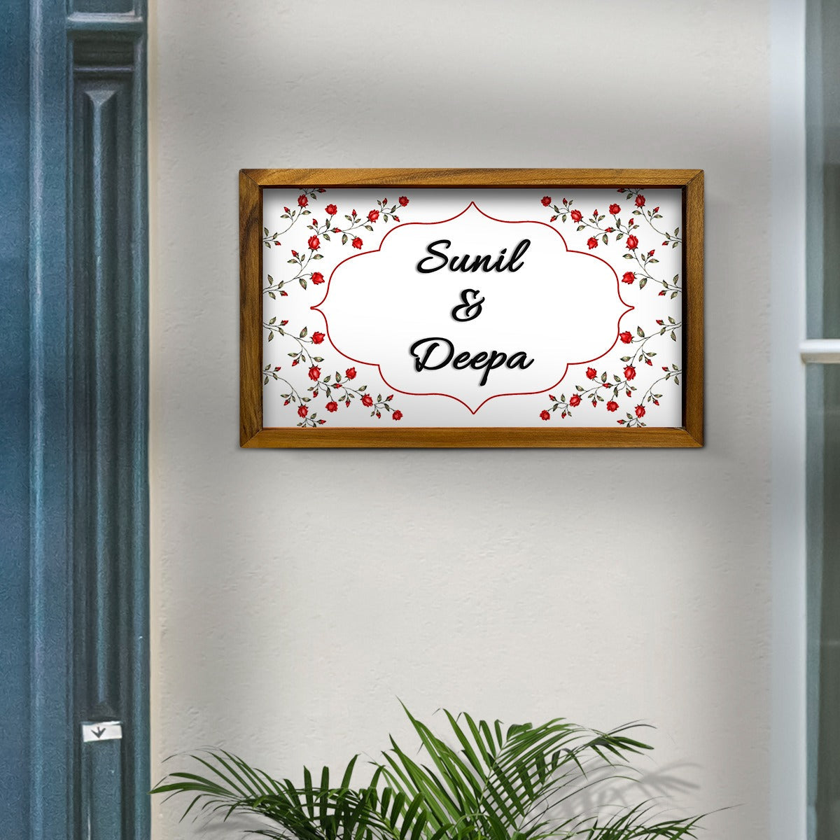 3D Floral Name Plate With Frame