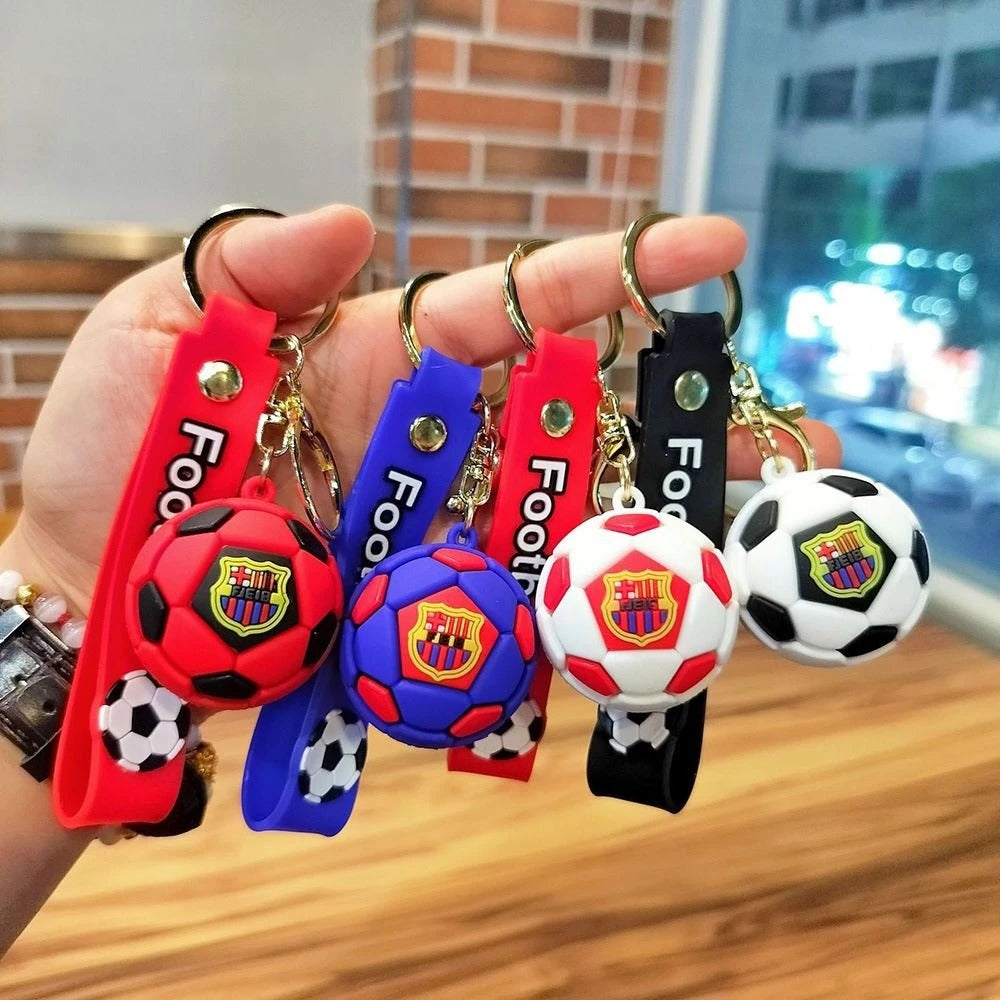 3D Silicon Football Keychains with Bagcharm and Strap (Select From Drop Down Menu)