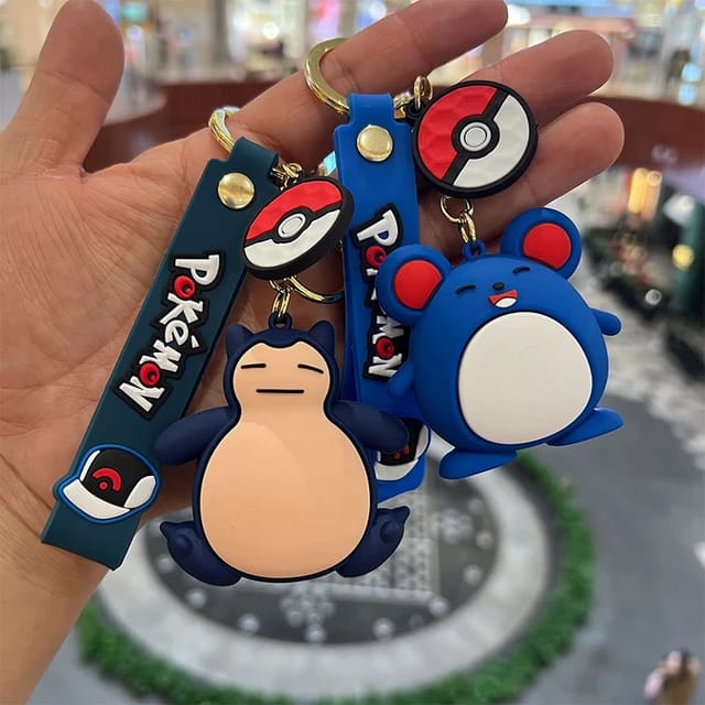 Pokemon 3D Silicon Keychains With Bagcharm and Strap (Select From Drop Down)
