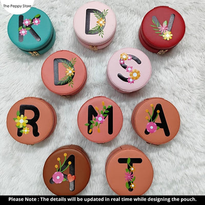 Personalised Initial Round Jewellery Pouch (No Cod Allowed On This Product) - Prepaid Orders Only