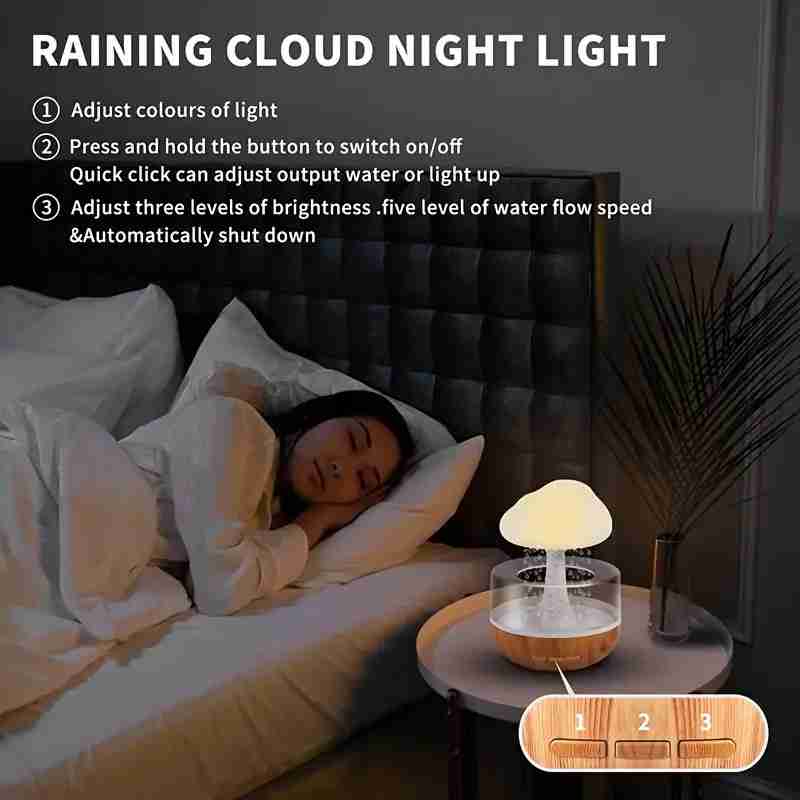 Rain Cloud Humidifier LED Lamp With Raindrop Sound