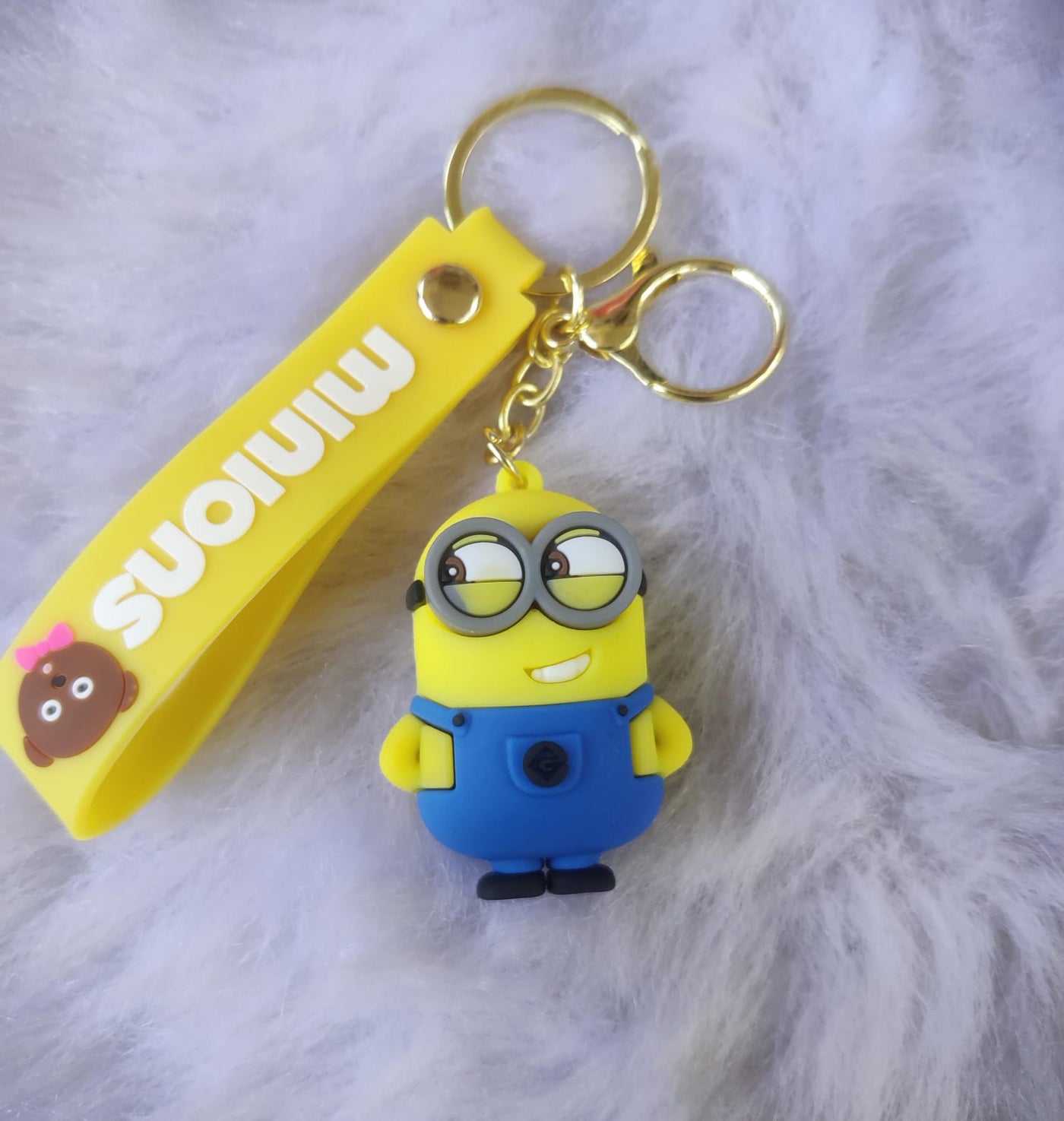 Minion 3D Silicon Keychain with Bagcharm and Strap (Select from Drop Down Menu)