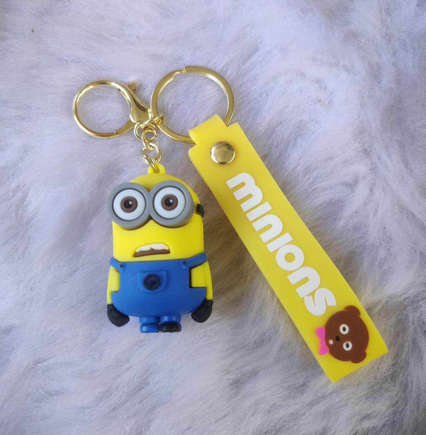 Minion 3D Silicon Keychain with Bagcharm and Strap (Select from Drop Down Menu)