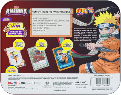 Topps Animax 2024 Official Naruto Collectible Card Game(Booster Tin) (No Cash On Delivery Allowed On This Product) - Prepaid Orders Only