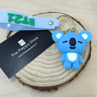 Bts / Bt21 3D Silicon Keychains with  Bagcharm and Strap ( Select From Dropdown Menu)