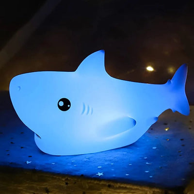 Cute Shark Colour Changing 3D Touch Silicon Lamp - USB Chargeable