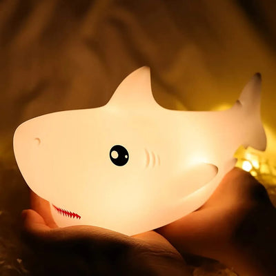 Cute Shark Colour Changing 3D Touch Silicon Lamp - USB Chargeable