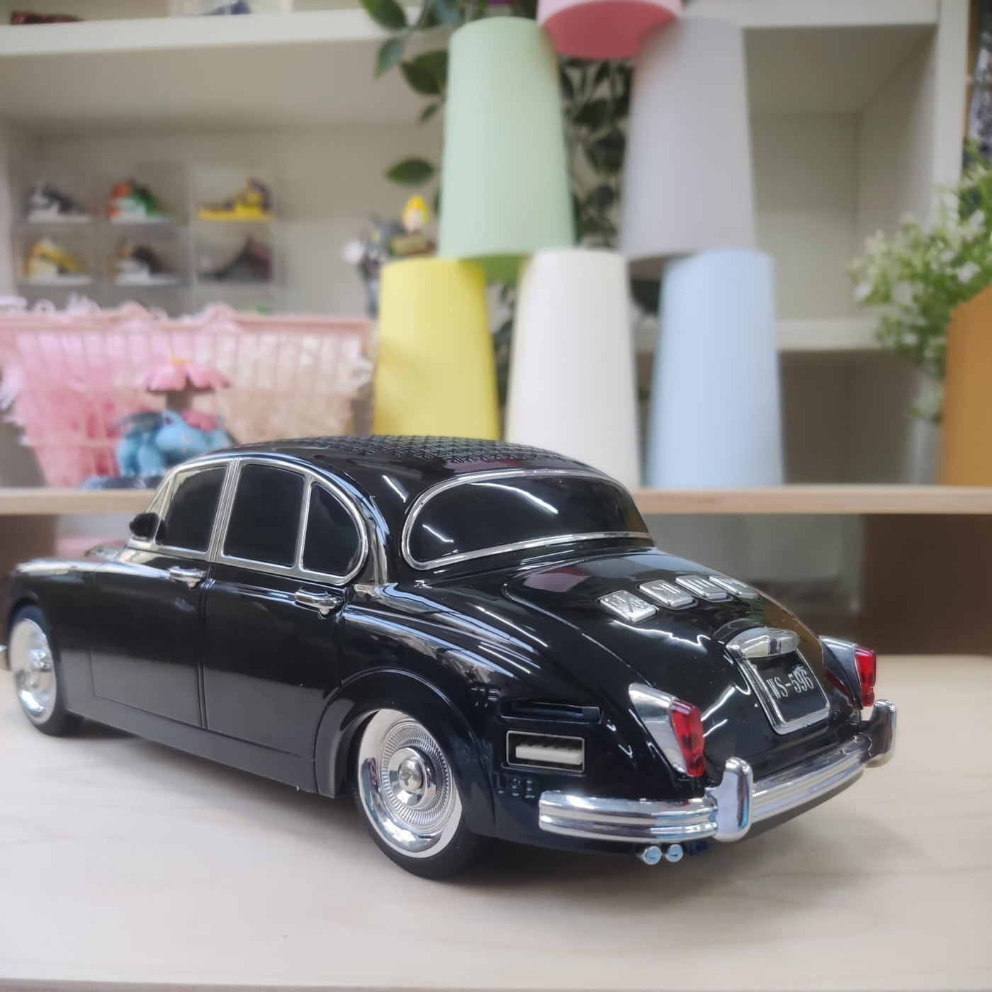 WS - 596 Wireless Car Bluetooth Speaker With Working Headlights - Black