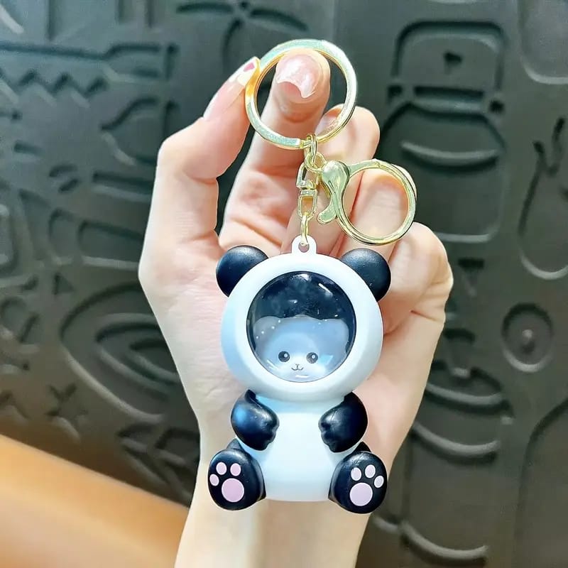 Bear In Panda Cosplay 3D Keychain With Light (Random Bear will be provided)