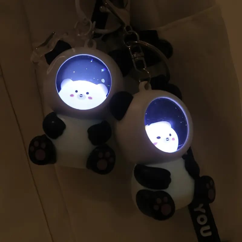 Bear In Panda Cosplay 3D Keychain With Light (Random Bear will be provided)