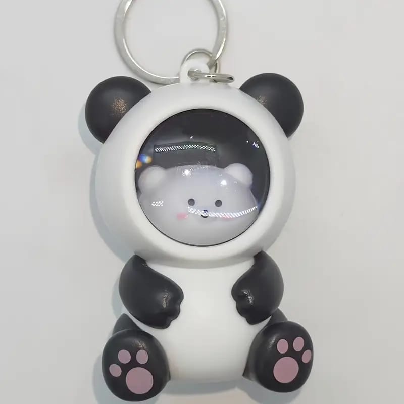 Bear In Panda Cosplay 3D Keychain With Light (Random Bear will be provided)