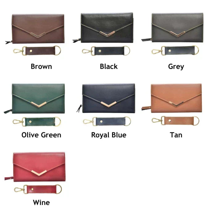 Vegan Leather Lady Wallet and Keychain - Green