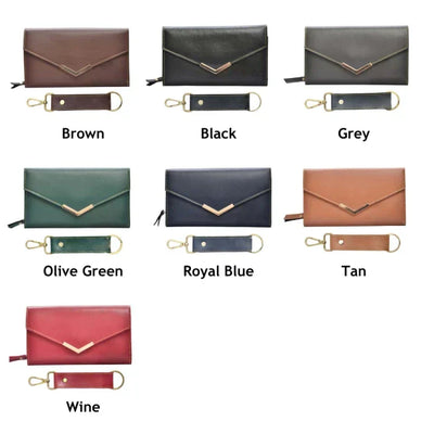 Vegan Leather Lady Wallet and Keychain - Grey