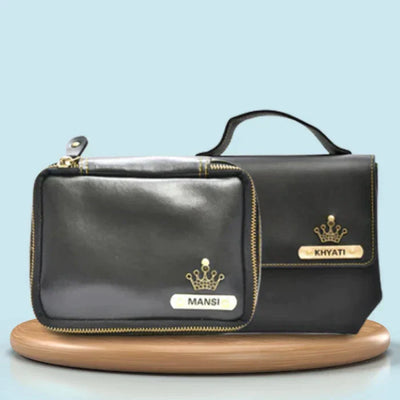Personalized Mini make up kit + Sling bag - Black
