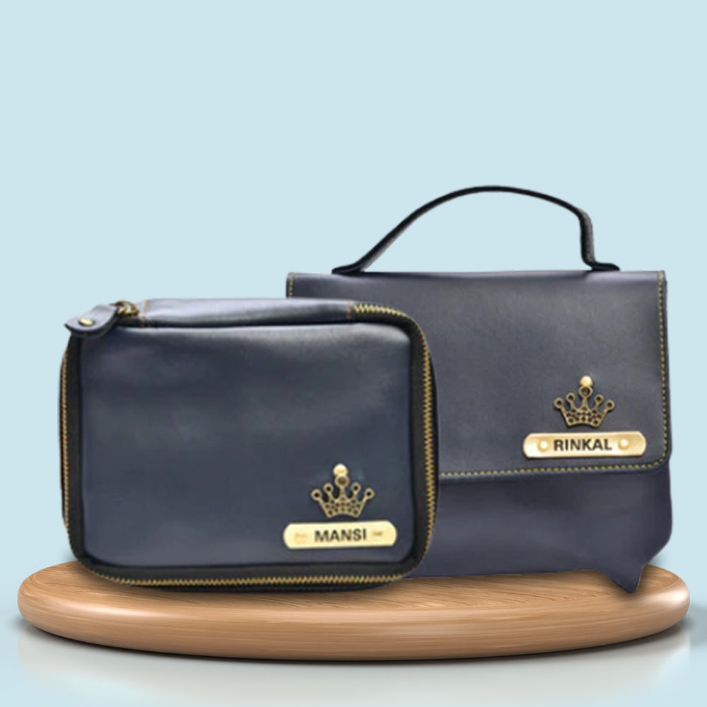 Personalized Mini make up kit + Sling bag - Blue