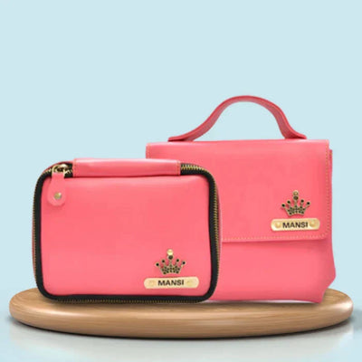 Personalized Mini make up kit + Sling bag - Pink