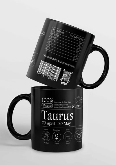 Taurus Nutrition Facts - Ceramic Black Coffee Mug