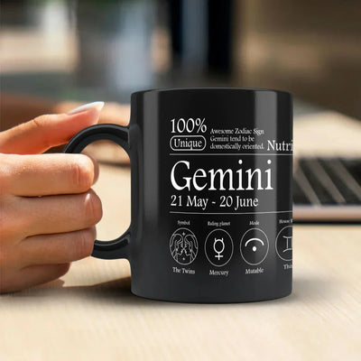 Gemini Nutrition Facts - Ceramic Black Coffee Mug
