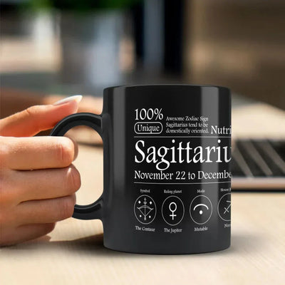 Sagittarius Nutrition Facts - Ceramic Black Coffee Mug