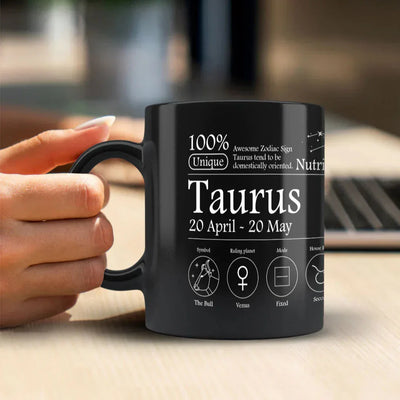 Taurus Nutrition Facts - Ceramic Black Coffee Mug