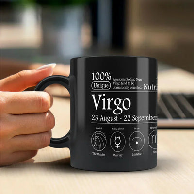 Virgo Nutrition Facts - Ceramic Black Coffee Mug
