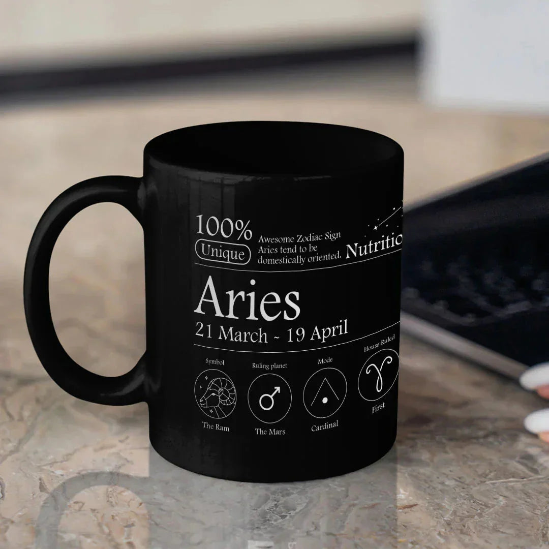 Aries Nutrition Facts - Ceramic Black Coffee Mug