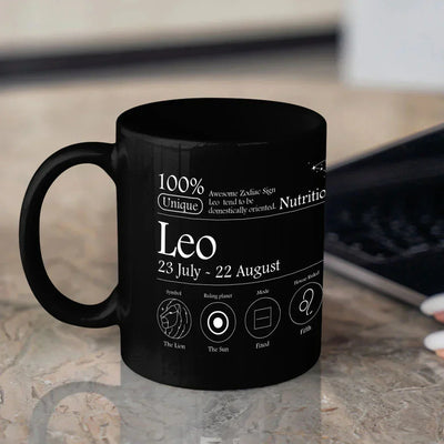 Leo Nutrition Facts - Ceramic Black Coffee Mug