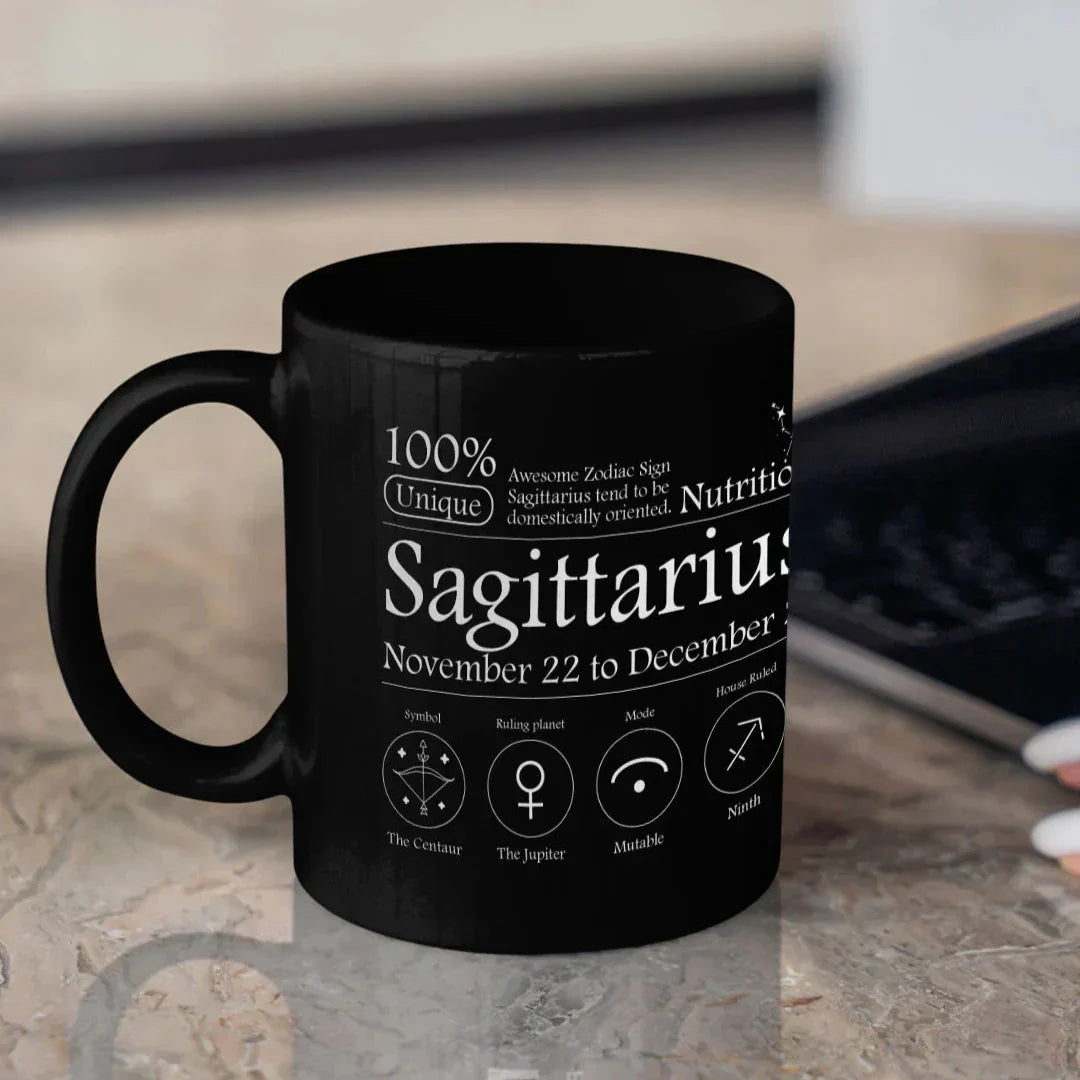 Sagittarius Nutrition Facts - Ceramic Black Coffee Mug