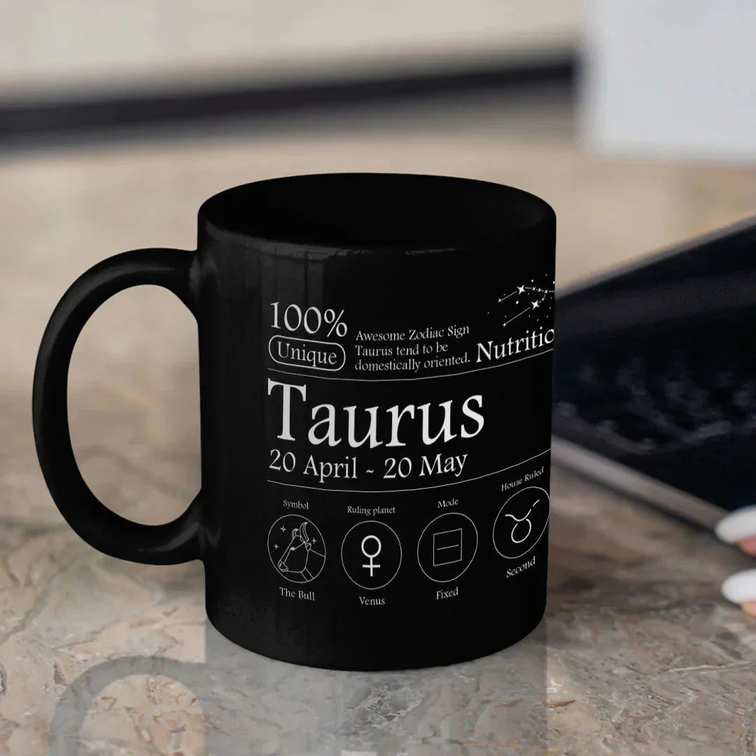 Taurus Nutrition Facts - Ceramic Black Coffee Mug