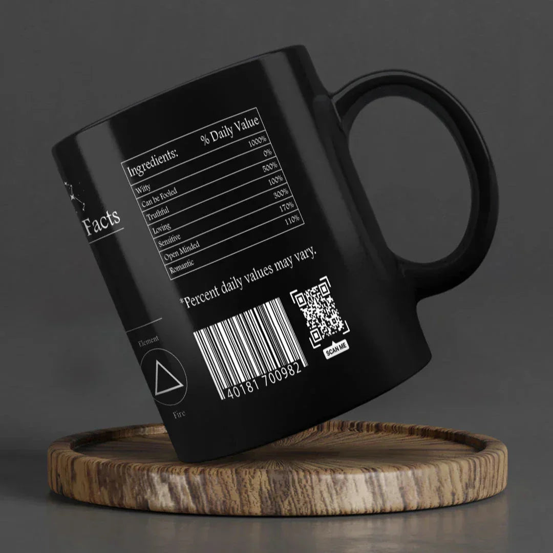 Sagittarius Nutrition Facts - Ceramic Black Coffee Mug