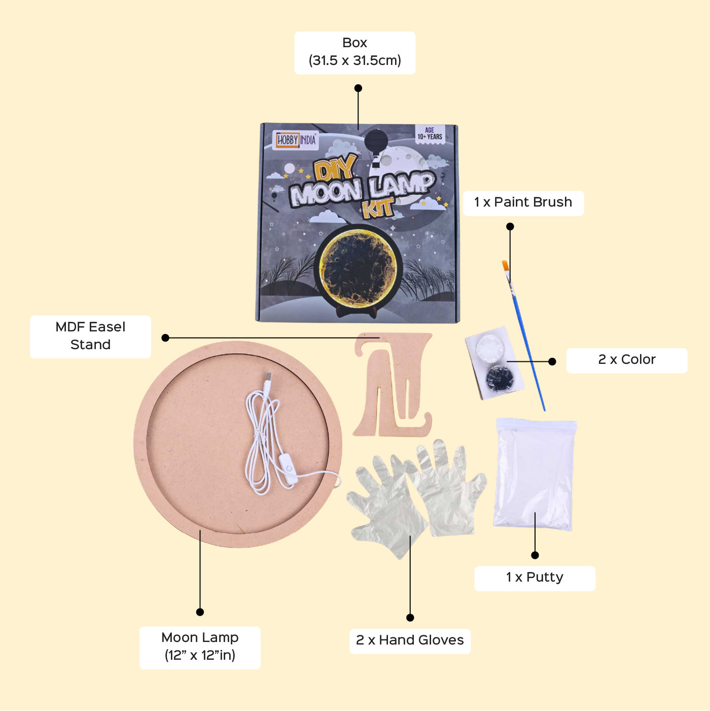 Pre Marked Moon Lamp MDF Wood DIY Kit