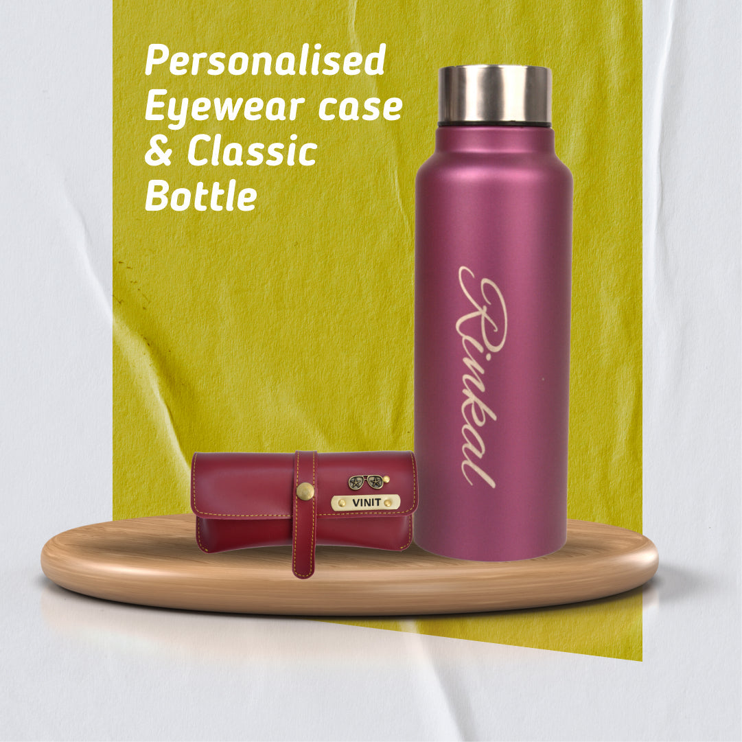 Customized Perfect Water Bottle and Eyewear Case - Wine