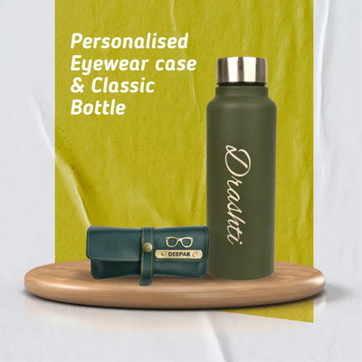 Customized Perfect Water Bottle and Eyewear Case - Green