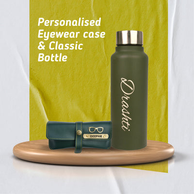 Customized Perfect Water Bottle and Eyewear Case - Green