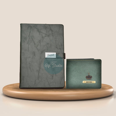 Customized Men's Wallet and Diary Combo - Black