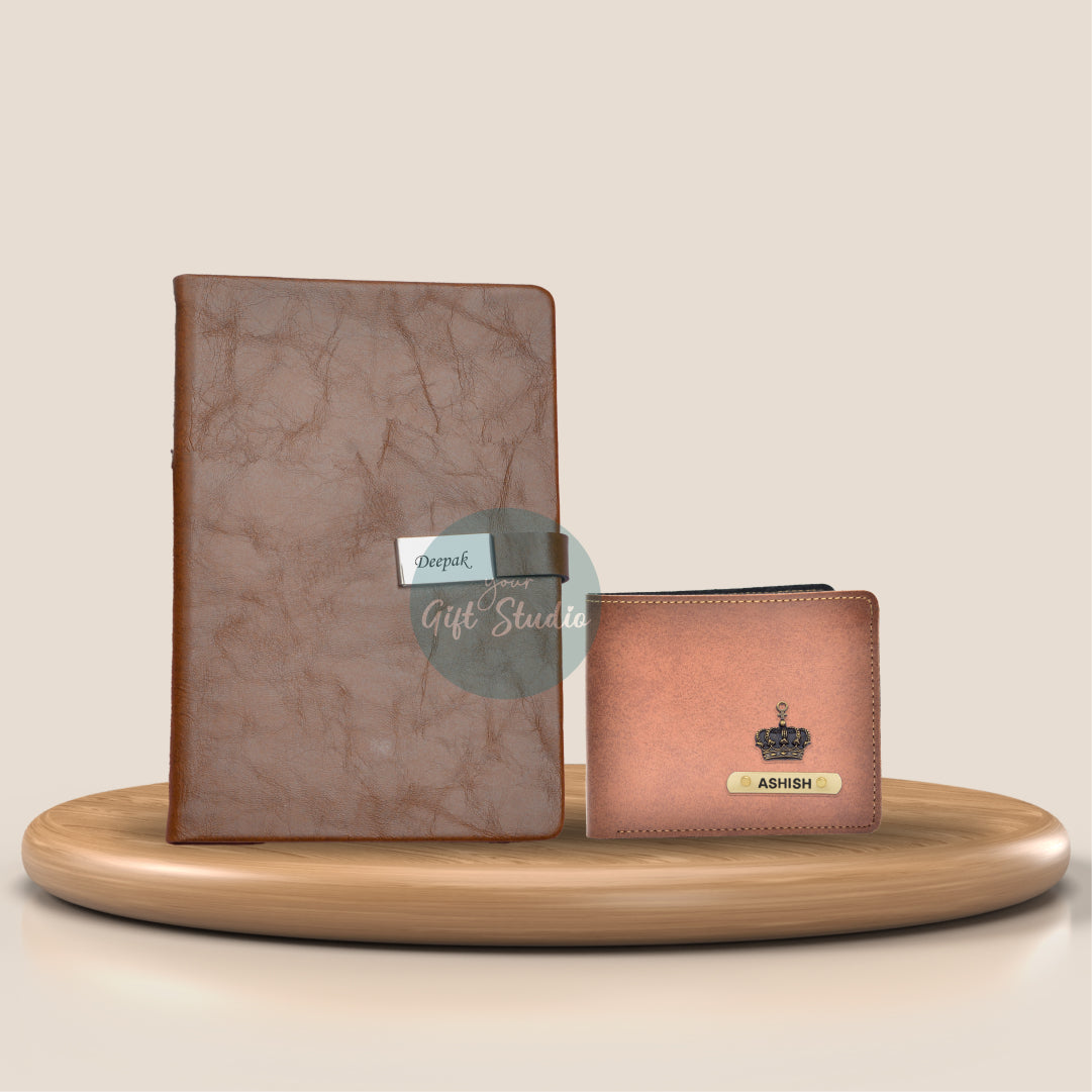 Customized Men's Wallet and Diary Combo - Brown