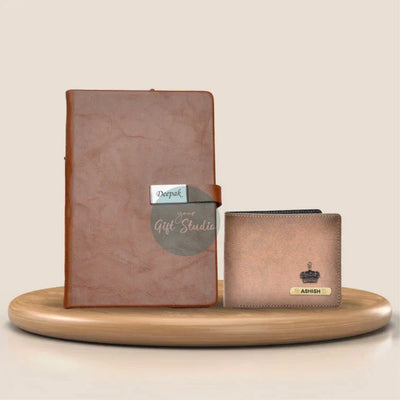 Customized Men's Wallet and Diary Combo - Tan