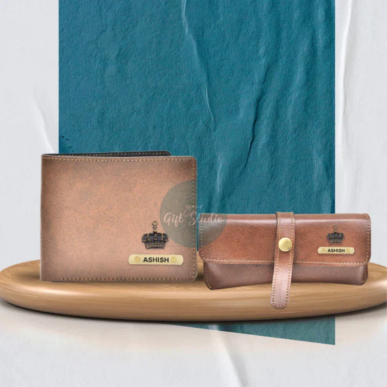 Customized Men's Wallet and Eyewear Case - Brown